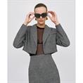Access Cropped tweed blazer Grijs