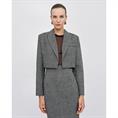 Access Cropped tweed blazer Grijs