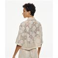 Access Cropped woven floral shirt Beige