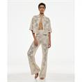 Access Cropped woven floral shirt Beige