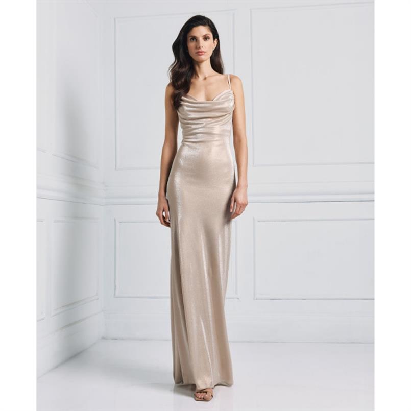 Access Metallic draped maxi dress Beige