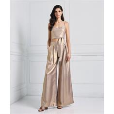Access Metallic pants with pleats Goud