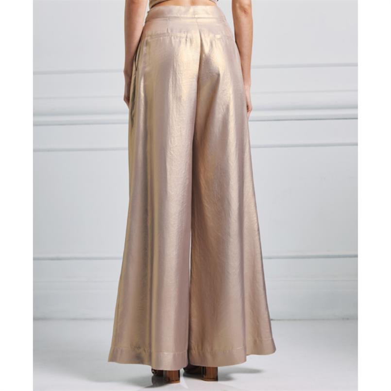 Access Metallic pants with pleats Goud