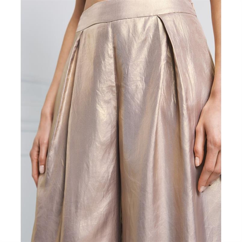 Access Metallic pants with pleats Goud