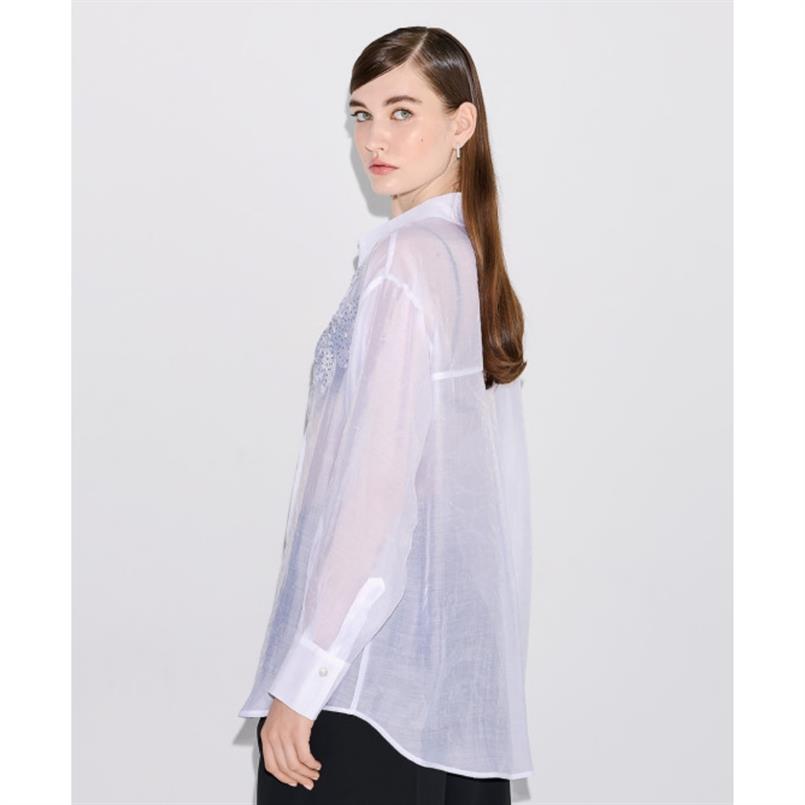 Access Shirt with embroidery sequins Wit