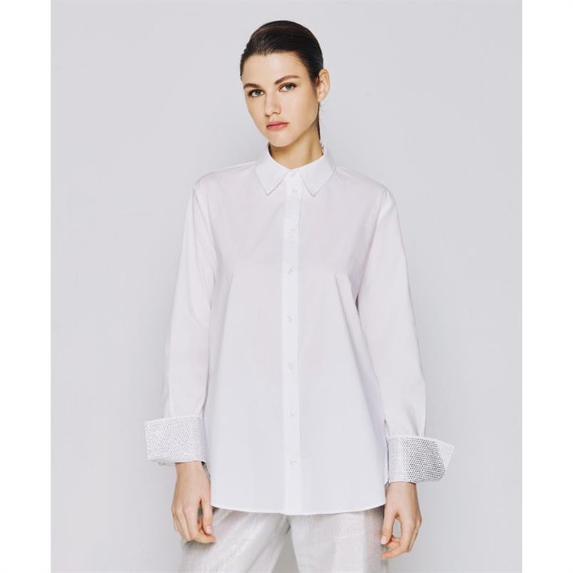 Access Shirt with rhinestone cuffs Wit