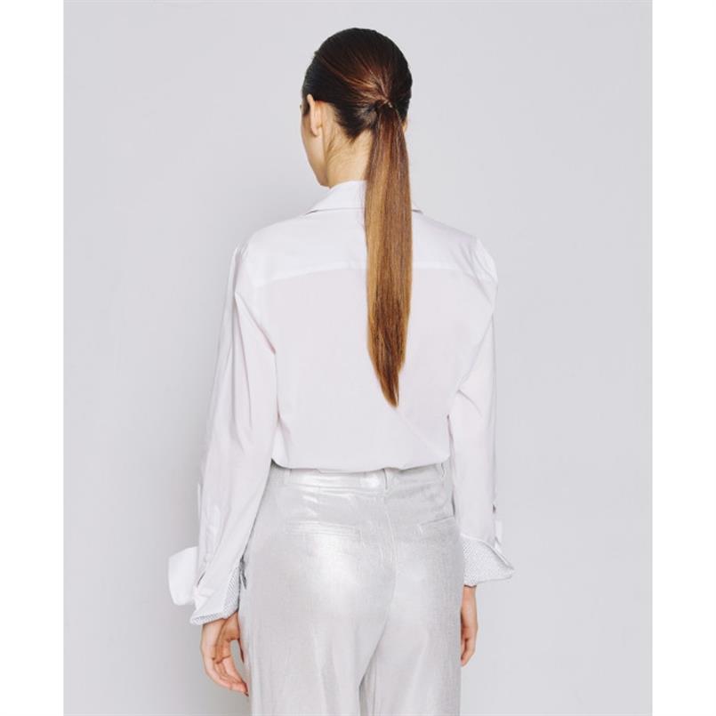 Access Shirt with rhinestone cuffs Wit