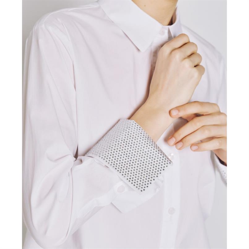 Access Shirt with rhinestone cuffs Wit