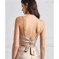 Access Tie-front metallic bustier top Goud