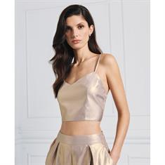 Access Tie-front metallic bustier top Goud