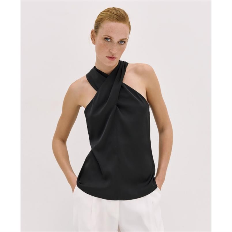 Access Top with a crossover front Zwart