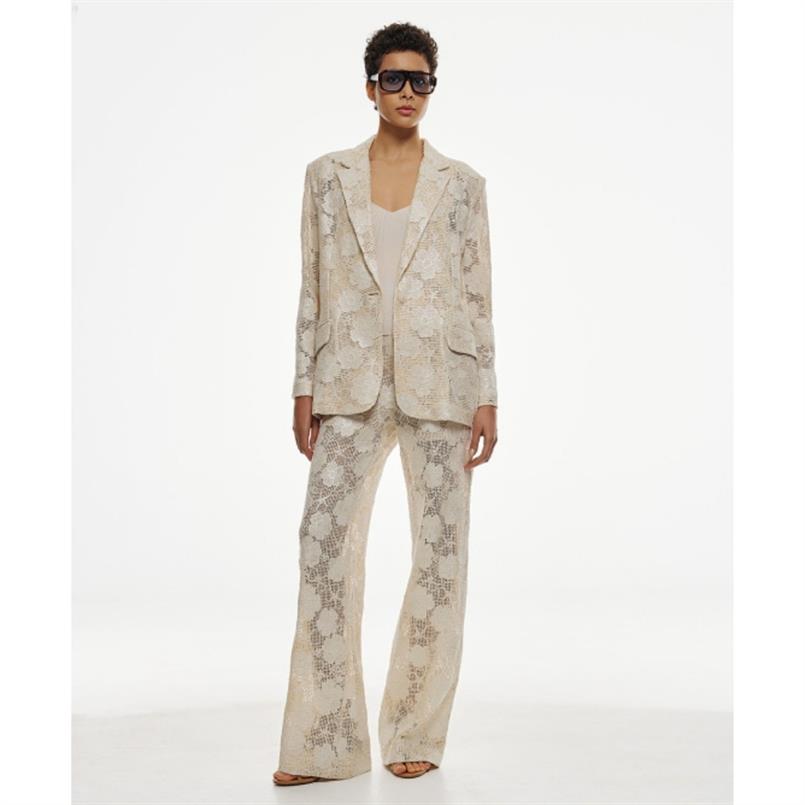 Access Woven floral pants Beige