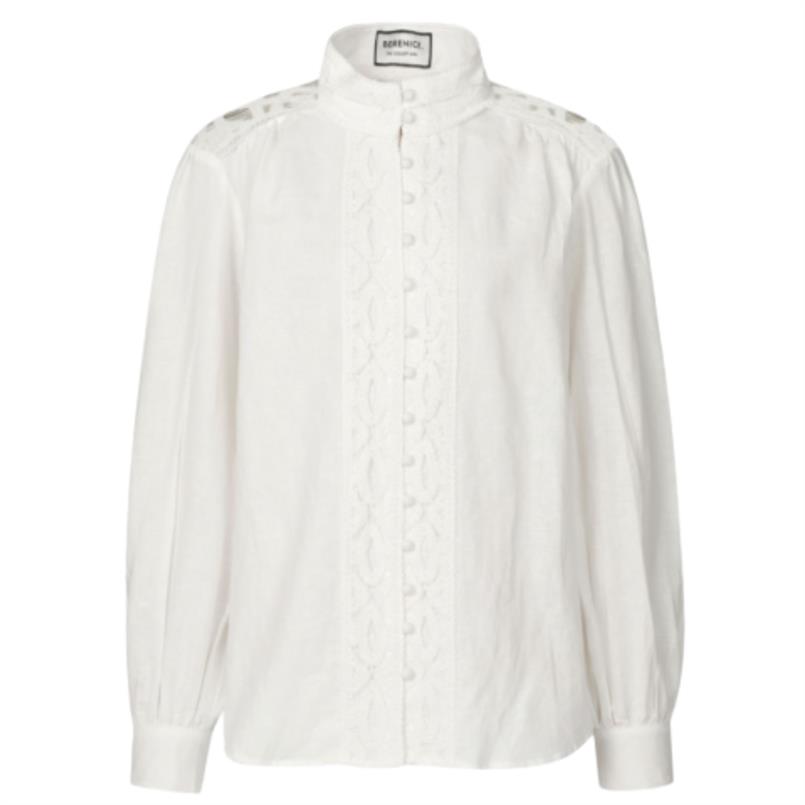 Berenice Chemise col mao a empiecements Wit