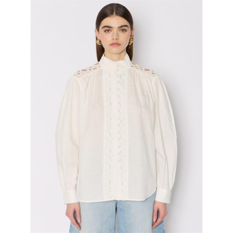Berenice Chemise col mao a empiecements Wit