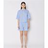 Berenice Chemise mc boxy rayee strass Lichtblauw