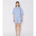 Berenice Chemise mc boxy rayee strass Lichtblauw