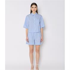 Berenice Chemise mc boxy rayee strass Lichtblauw