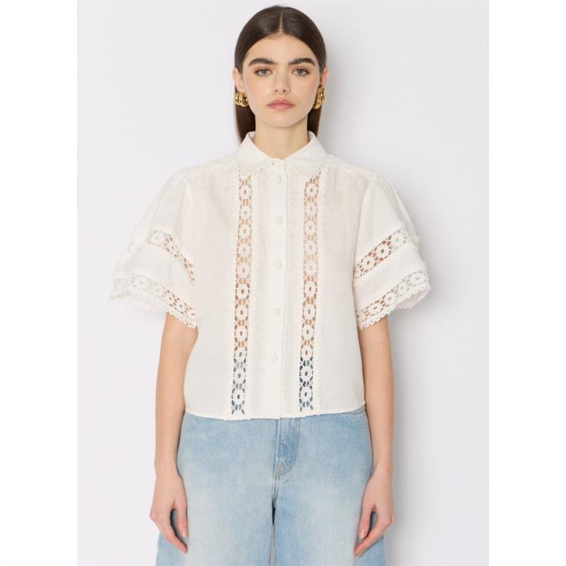 Berenice Chemise mc large avec broderie Wit