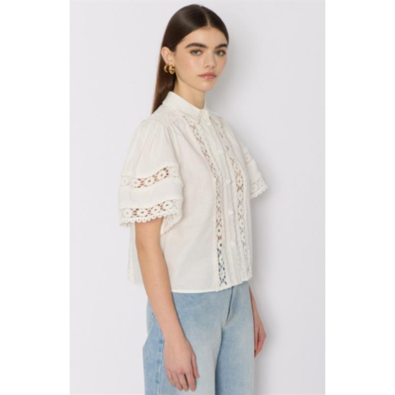Berenice Chemise mc large avec broderie Wit
