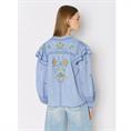 Berenice Chemise ml volants brodee Blauw