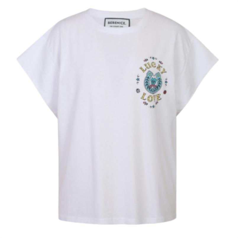 Berenice Tshirt lucky love sans manches Wit