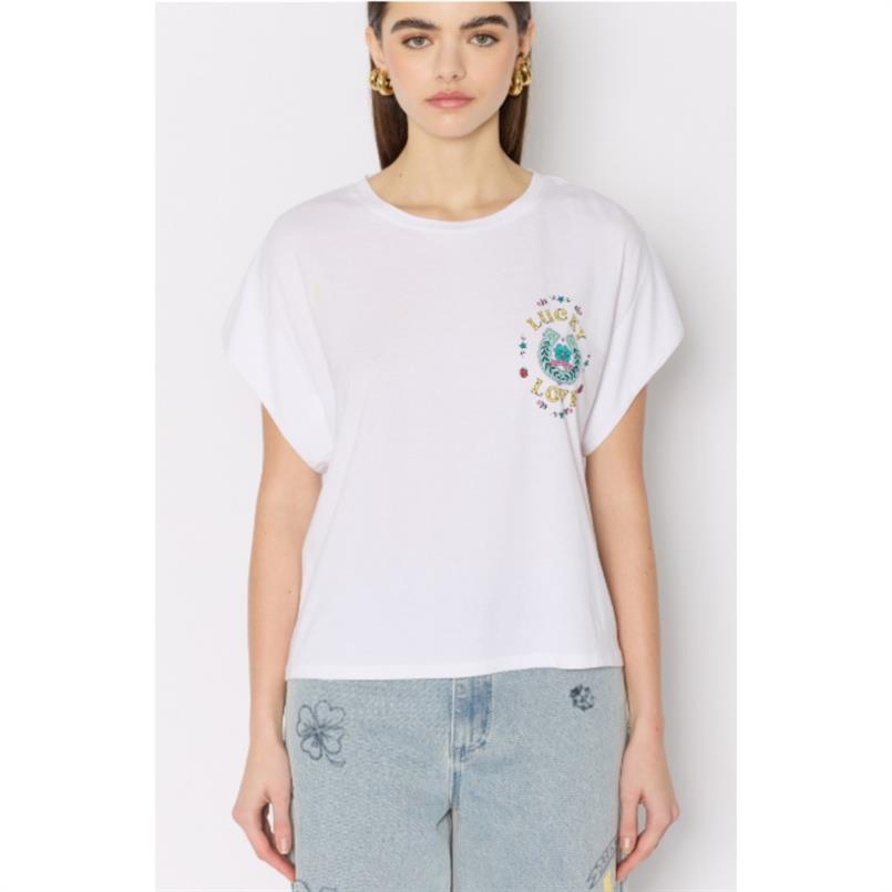 Berenice Tshirt lucky love sans manches Wit