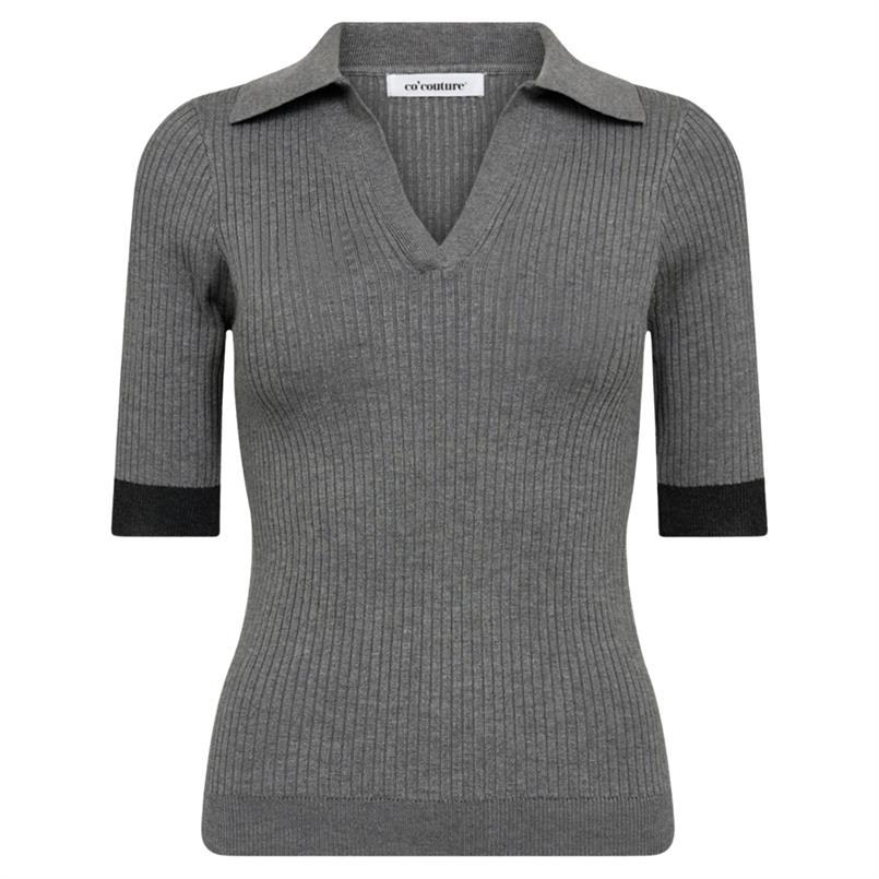 Co&#39;couture Bonnycc polo ss knit 139 Grijs