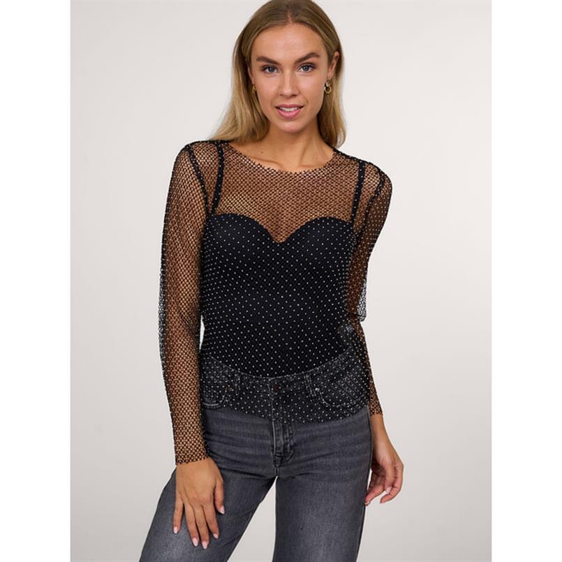 Co&#39;couture Krystalcc net blouse 96930 Zwart