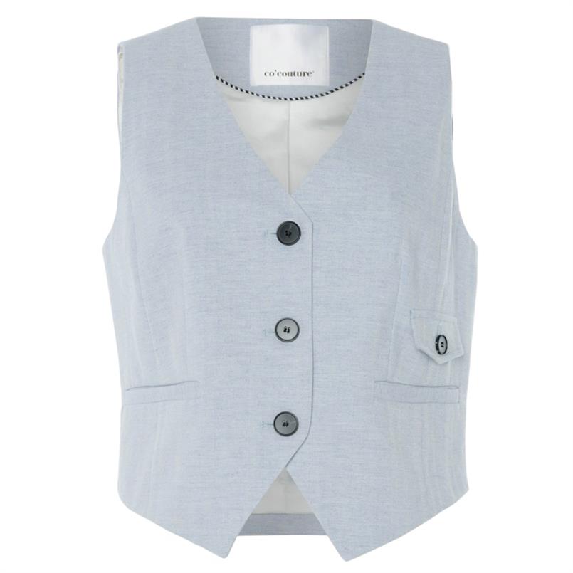 Co&#39;couture Lisacc linen tailor vest 512 Lichtblauw