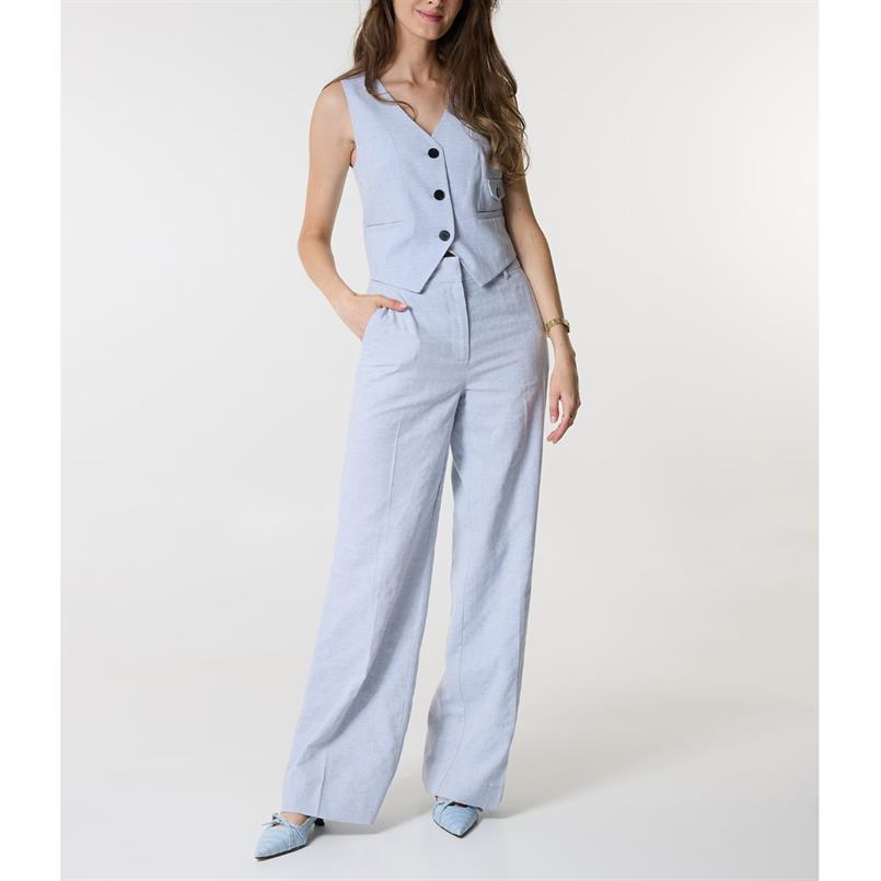 Co&#39;couture Lisacc linen tailor vest 512 Lichtblauw