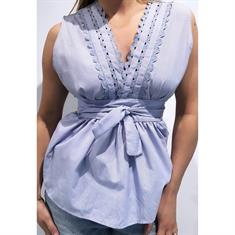 Est&#39;Seven Blue white print Blauw dessin