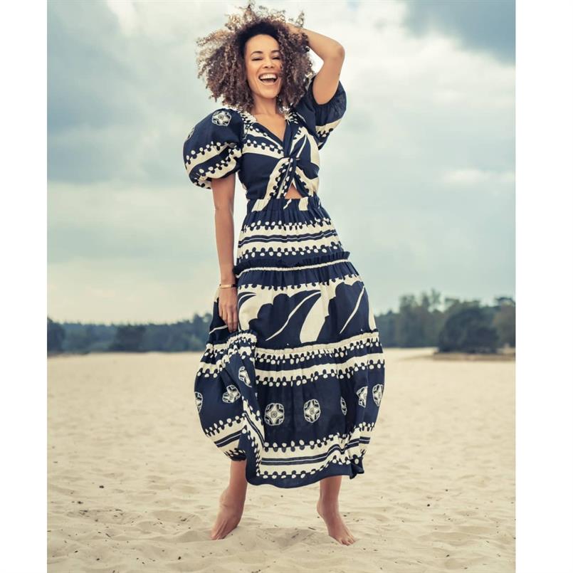 Est&#39;Seven Sofia dress Zwart dessin