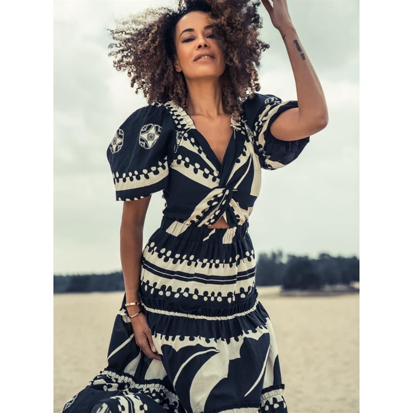 Est&#39;Seven Sofia dress Zwart dessin