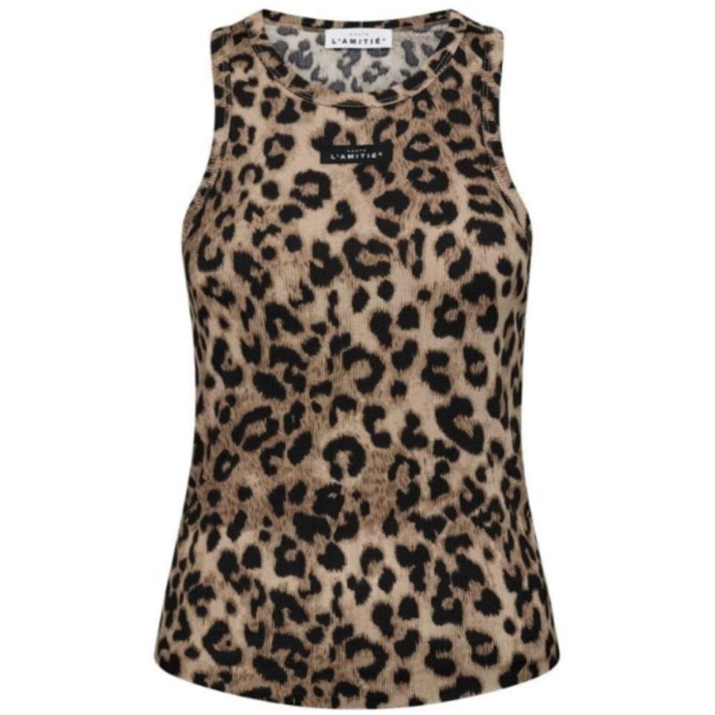 L&#39;Amitie Leo rib badge tank Leopard