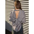 L&#39;Amitie Melvin stripe twist bow shirt Bruin dessin