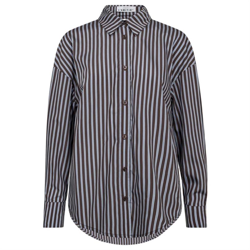 L&#39;Amitie Melvin stripe twist bow shirt Bruin dessin