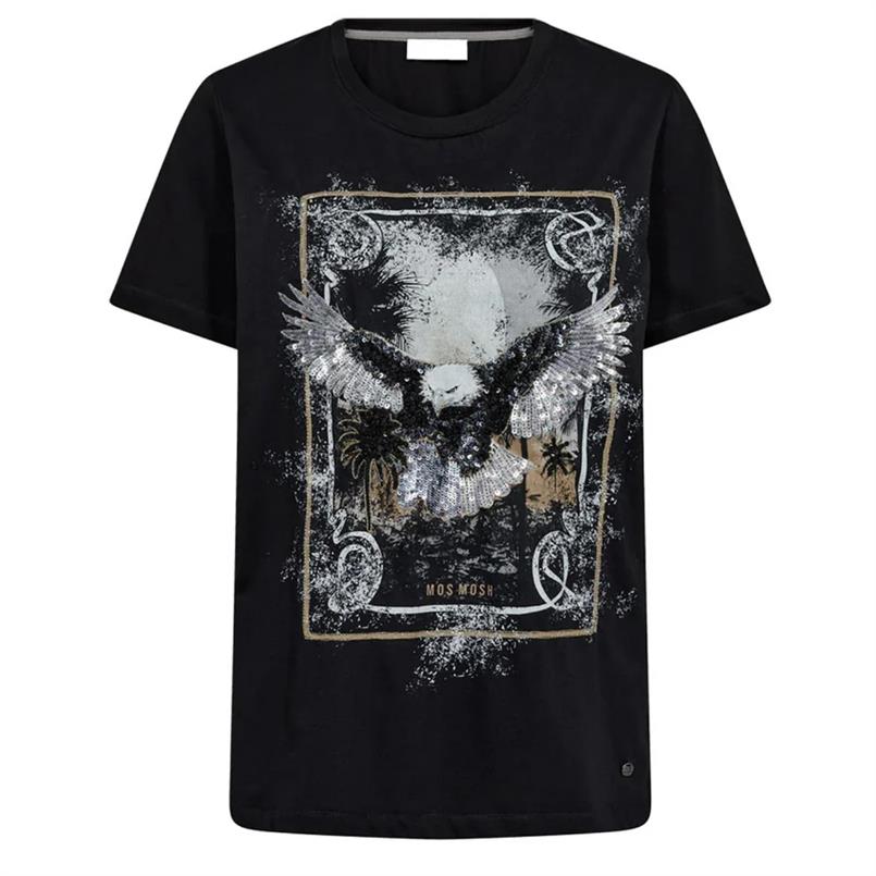 Mos Mosh Elli o-ss tee 801 Zwart