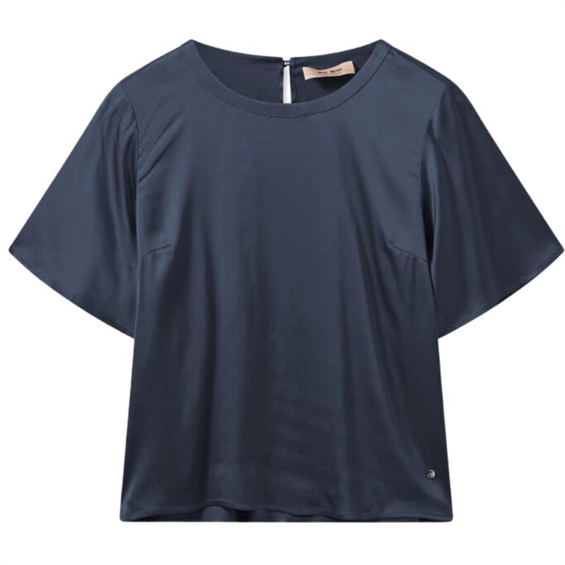 Mos Mosh Evie ss satin blouse 468 Donkerblauw