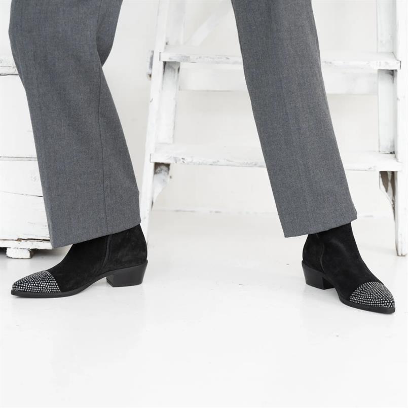 Roberto d&#39;Angelo Tony extra velour nero-borchie Zwart