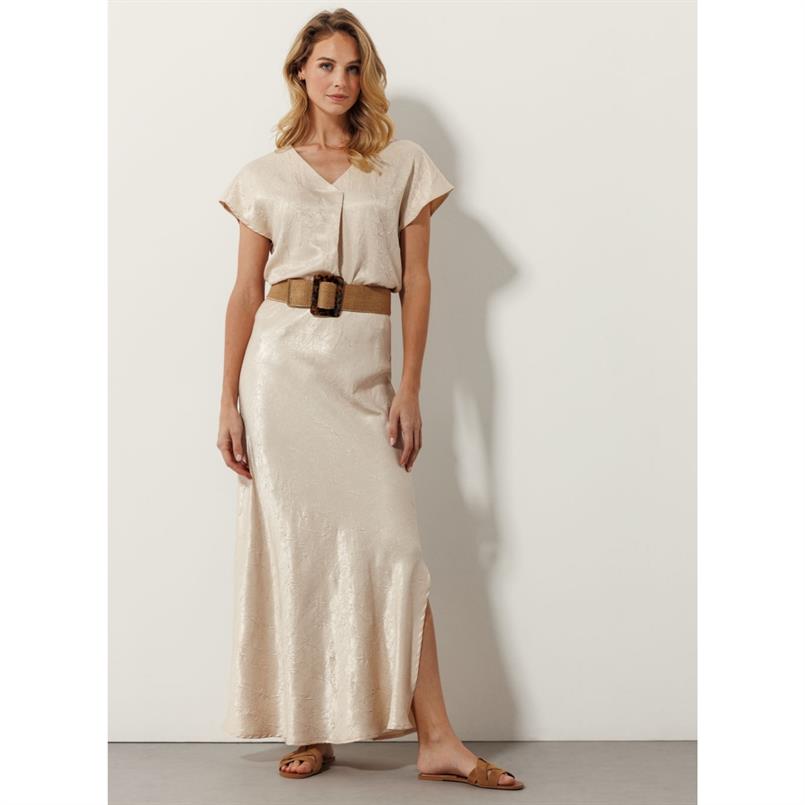 Tramontana Crinkled satin top Zand