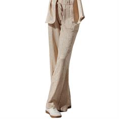 Tramontana Crinkled satin trousers Zand