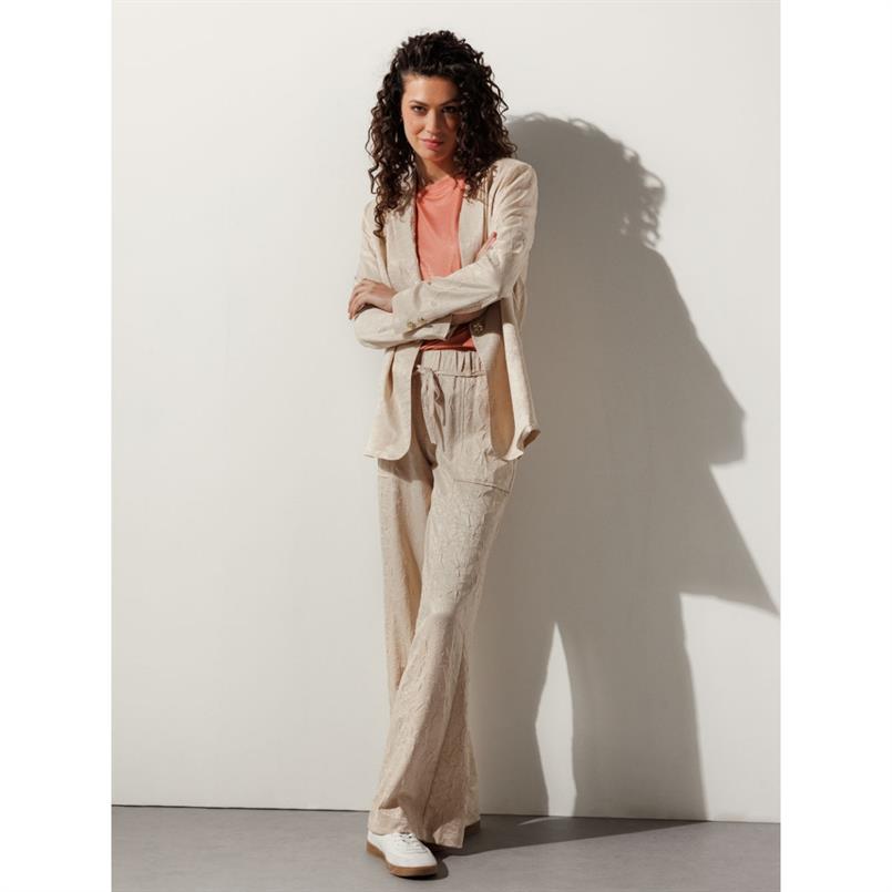 Tramontana Crinkled satin trousers Zand