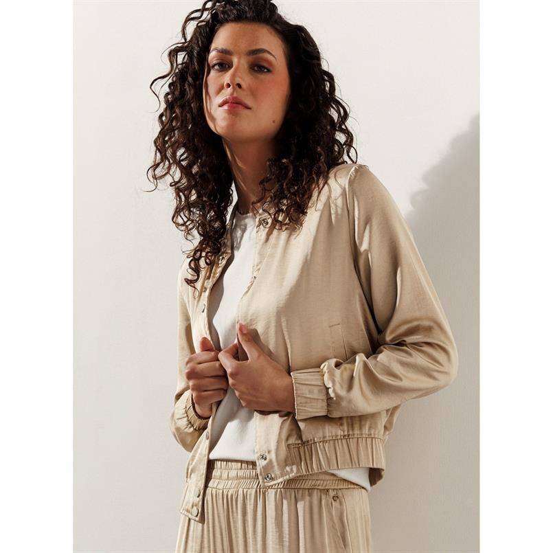 Tramontana Hammered-satin bomber jacket Zand