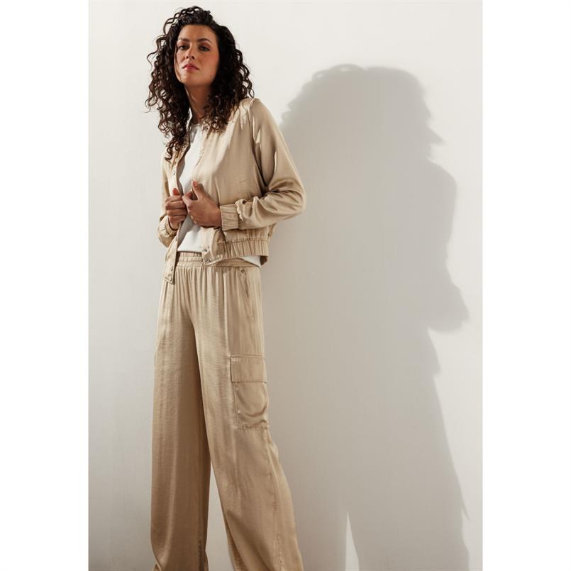 Tramontana Hammered-satin trousers Zand