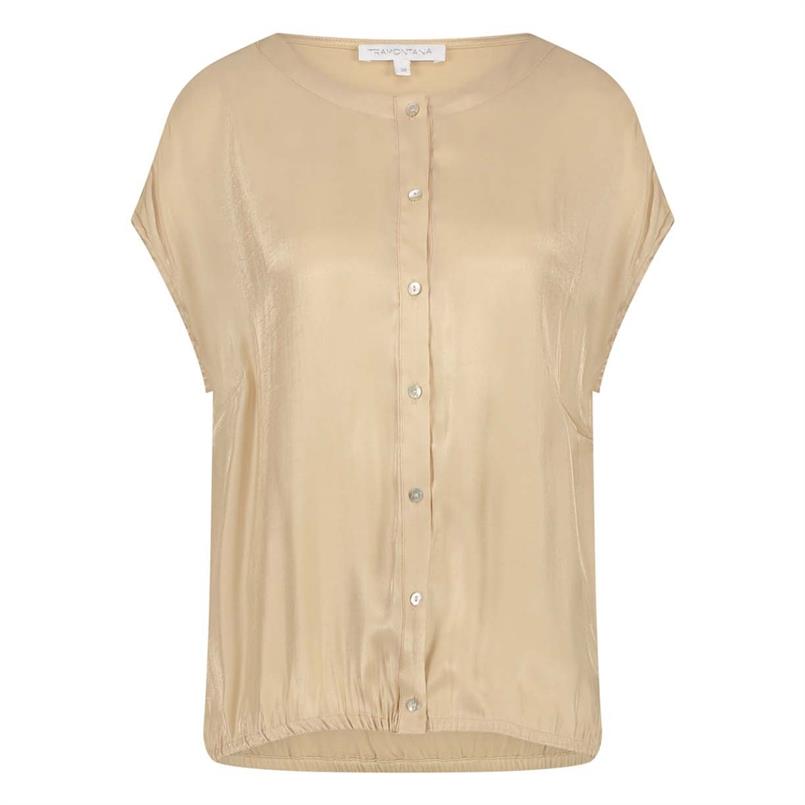 Tramontana Sleeveless shimmer blouse Zand