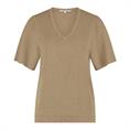 Tramontana V-neck lurex jumper Zand
