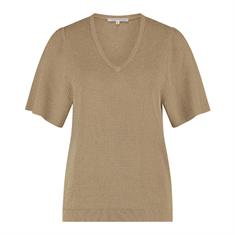 Tramontana V-neck lurex jumper Zand