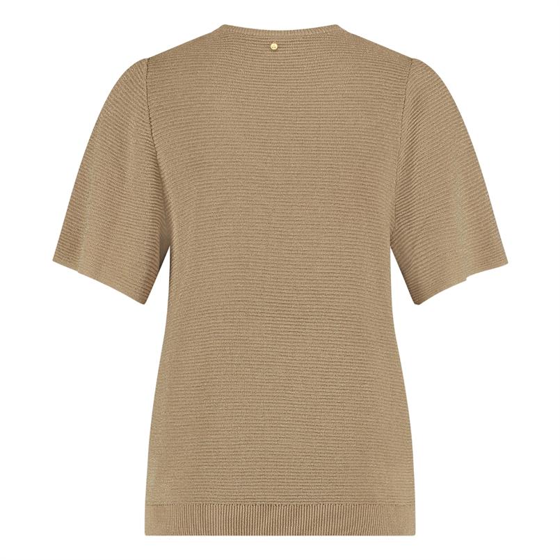 Tramontana V-neck lurex jumper Zand