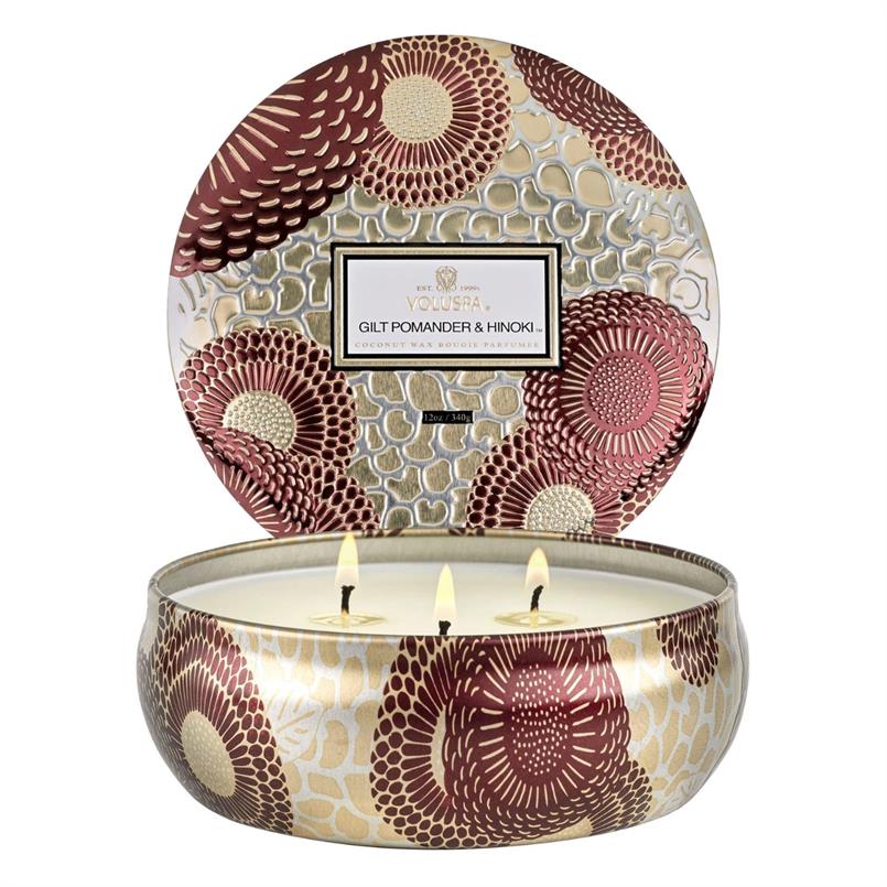 Voluspa Gilt pomander hinoki 3w tin Diverse kleuren