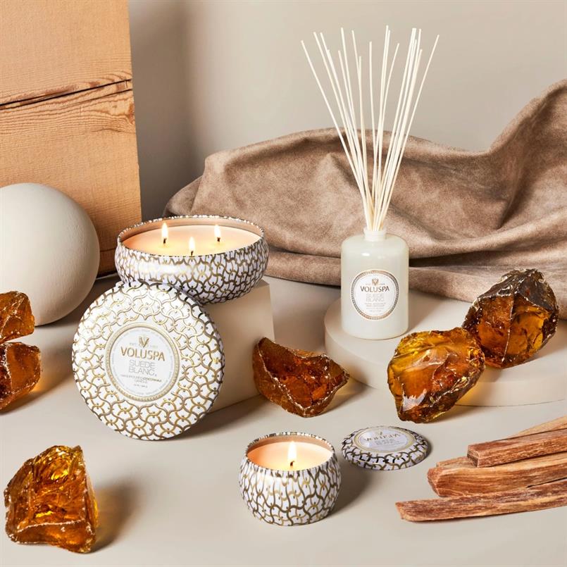 Voluspa Suede blanc reed diffuser Diverse kleuren